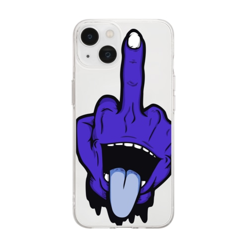 挑発（青） Soft Clear Smartphone Case
