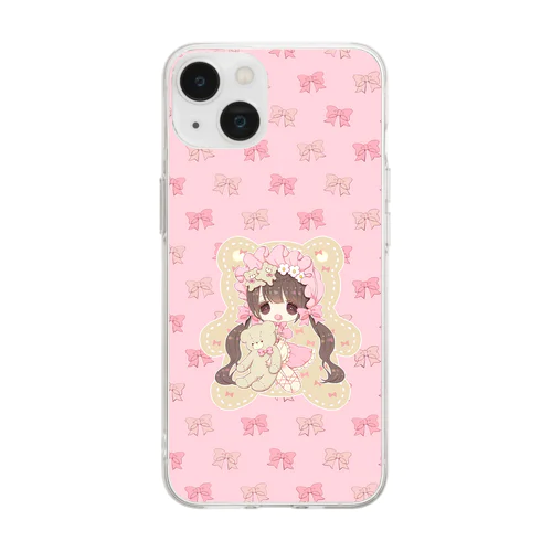 babyみるくまちゃん/pink Soft Clear Smartphone Case