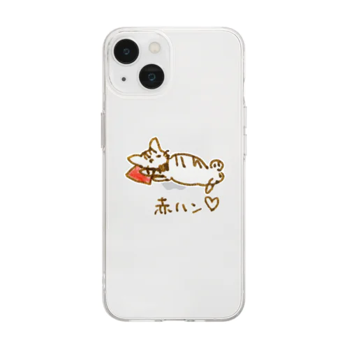 ハンカチを好きなねこ Soft Clear Smartphone Case