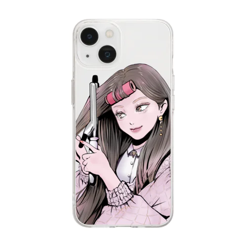 髪まきまきちゃん Soft Clear Smartphone Case