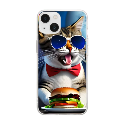 Burger Cat 2 ソフトクリアスマホケース