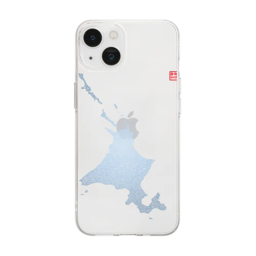 北海道_TextMap_青色グラデーション Soft Clear Smartphone Case