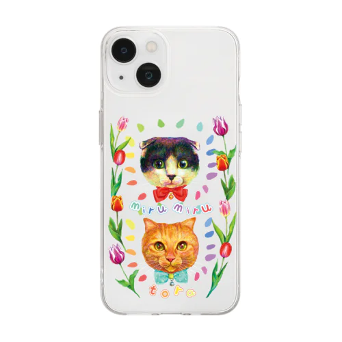 蒲田Loveおにぎりちゃんの愛猫ちゃんズ（グッズ） Soft Clear Smartphone Case