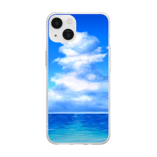 入道雲と海 Soft Clear Smartphone Case