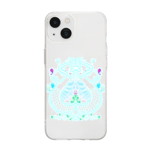 ツイン龍Dragon light blue Soft Clear Smartphone Case