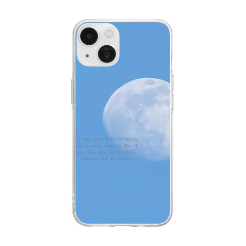 青い空の月 Soft Clear Smartphone Case