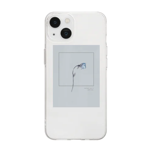 🟦 グレーブルー × ブルーフラワー . Soft Clear Smartphone Case