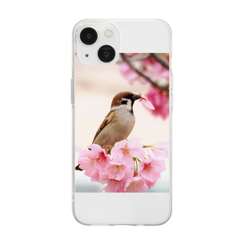 桜スズメ Soft Clear Smartphone Case