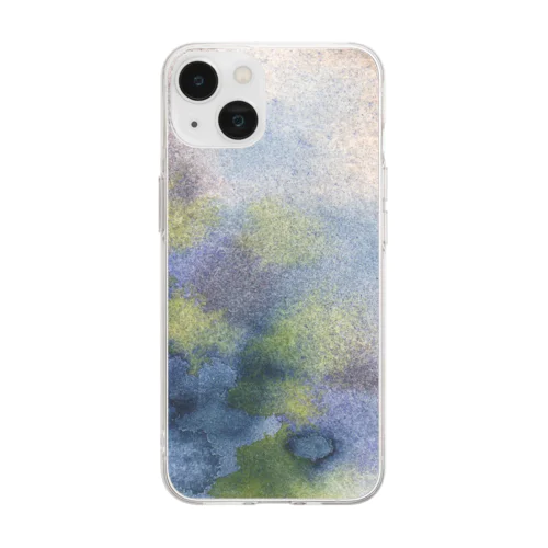 水彩ペイント・蓮池 Soft Clear Smartphone Case