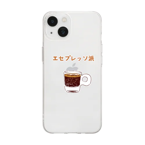 ユーモアコーヒーデザイン「エセプレッソ派」 Soft Clear Smartphone Case