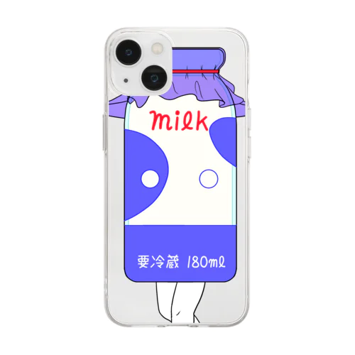 足の生えた牛乳瓶 Soft Clear Smartphone Case