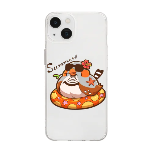 Summerキンカチョウ Soft Clear Smartphone Case