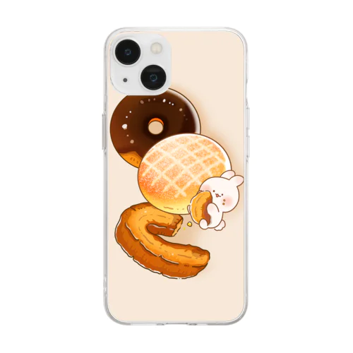 フタバうさぎさんとドーナツのスマホケース Soft Clear Smartphone Case