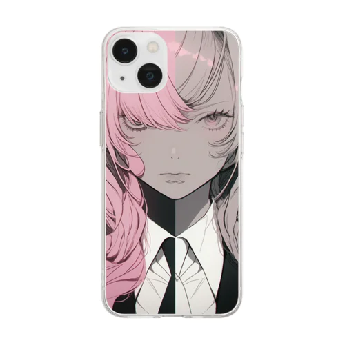 black suit girl Soft Clear Smartphone Case