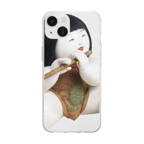 御所人形 笛吹き童子 Soft Clear Smartphone Case