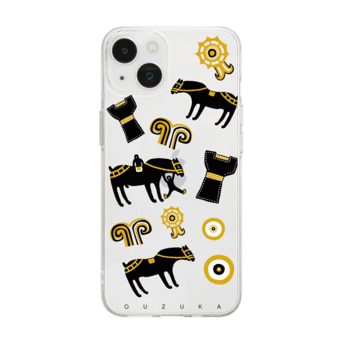 古代シリーズ▲▼▲▼王塚古墳の馬と紋様 Soft Clear Smartphone Case