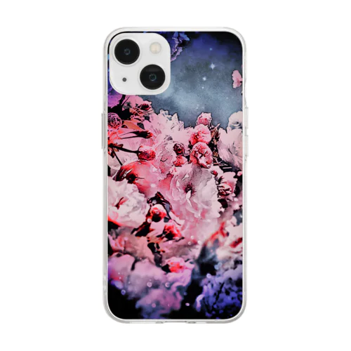 夜の桜 Soft Clear Smartphone Case