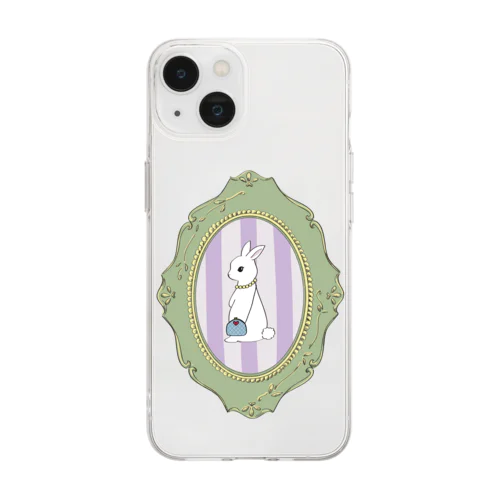 おでかけ白うさぎ Soft Clear Smartphone Case