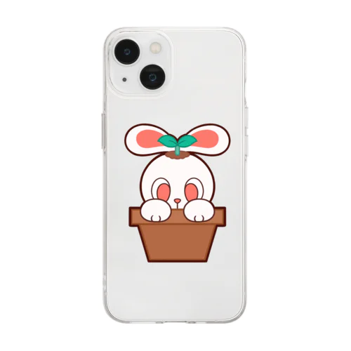 ぽっぷらうさぎ(ニョキっと双葉) Soft Clear Smartphone Case