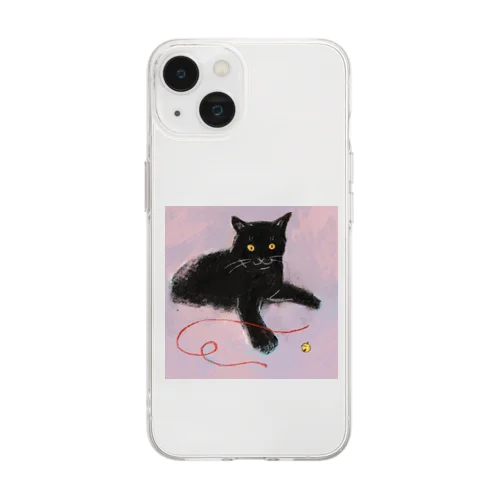 ちいさいくろねこちゃんと鈴 Soft Clear Smartphone Case