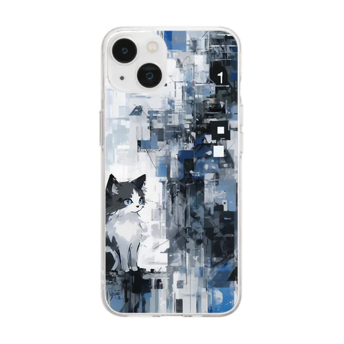 白黒猫 Soft Clear Smartphone Case