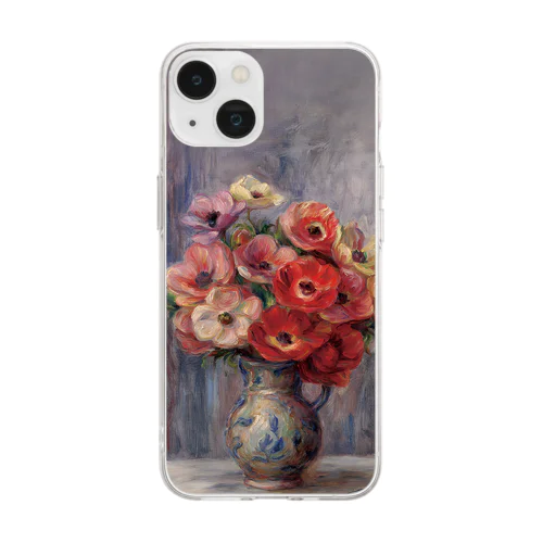 ルノワール アネモネ スマホケース ソフトクリアケース 人気おしゃれ絵画iPhoneケース 透明 Soft Clear Smartphone Case