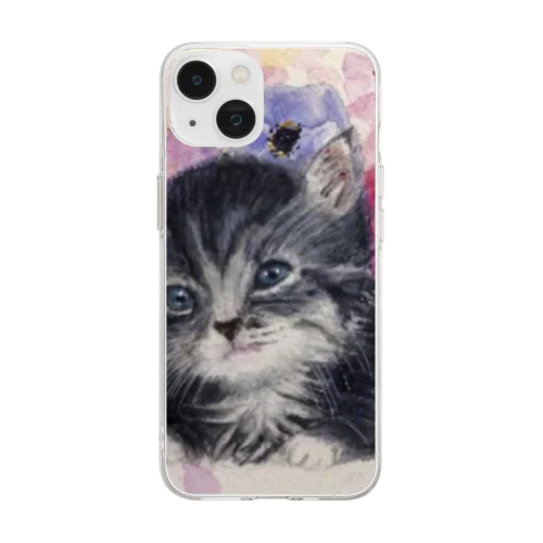 可愛い子猫のかくれんぼ Soft Clear Smartphone Case