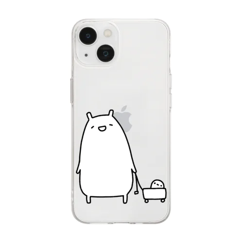 お散歩をするかわいいねこ Soft Clear Smartphone Case