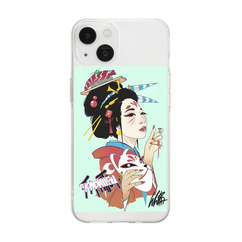 友光花魁　イラスト Soft Clear Smartphone Case