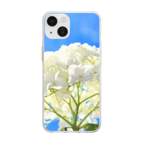 紫陽花　白 Soft Clear Smartphone Case