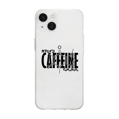 化学Tシャツ：カフェイン：コーヒー：紅茶：化学構造・分子式：科学：学問：理系 Soft Clear Smartphone Case