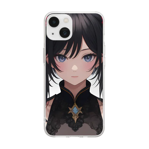 花飾りの少女 Soft Clear Smartphone Case