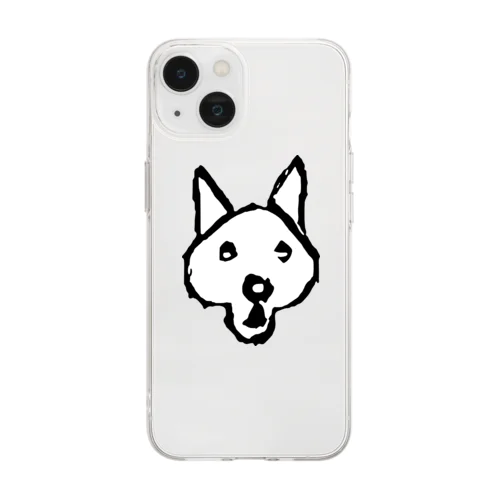 びっくりした犬（白塗り） Soft Clear Smartphone Case