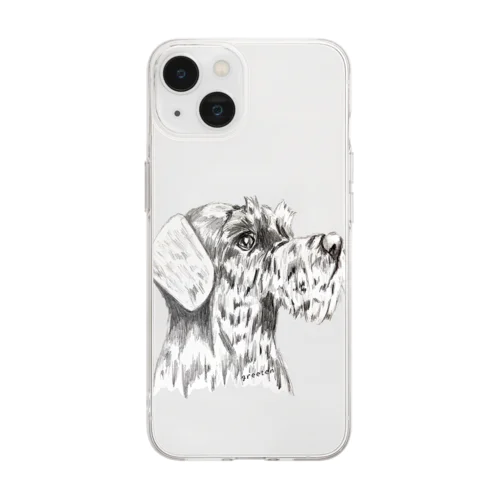 シュナウザー　テリアアート犬 Soft Clear Smartphone Case