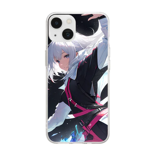 宇宙空間の少女 Soft Clear Smartphone Case