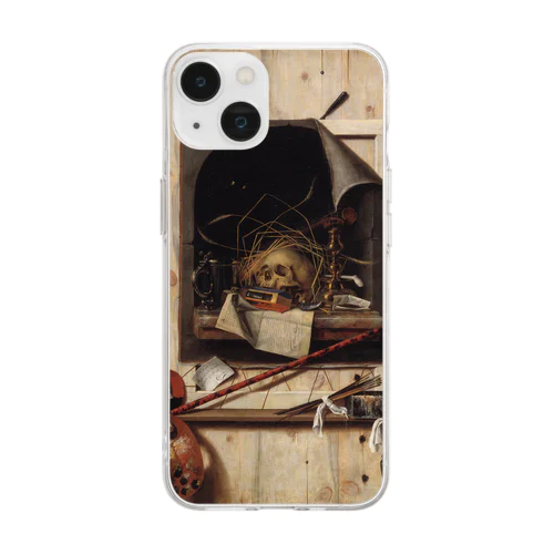 ヴァニタス画のあるアトリエの壁 / Trompe l'oeil with Studio Wall and Vanitas Still Life Soft Clear Smartphone Case