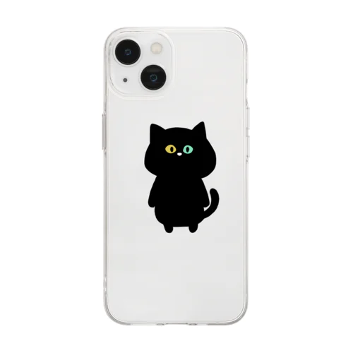 黒猫 しじみさん Soft Clear Smartphone Case