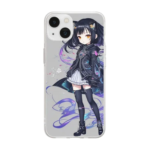 サイバーパンク✖️猫耳少女 Soft Clear Smartphone Case