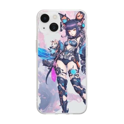 サイバーパンク✖️猫耳少女 Soft Clear Smartphone Case