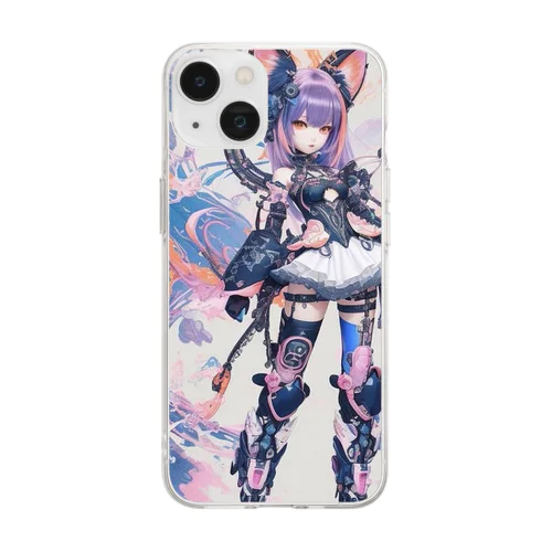 サイバーパンク✖️猫耳少女 Soft Clear Smartphone Case