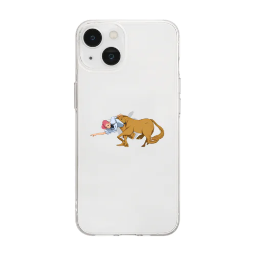 馬と女性 Soft Clear Smartphone Case