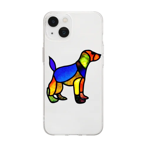 ステンドグラス風の犬 Soft Clear Smartphone Case