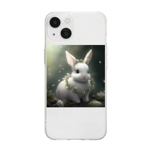 ウサギの天使 Soft Clear Smartphone Case