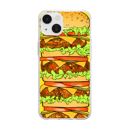 【Burger High】 Extra-BIG Burger ソフトクリアスマホケース