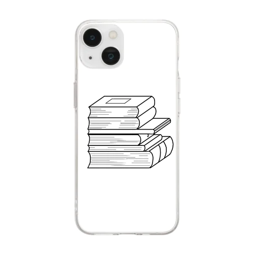 ブックタワー(モノクロver) Soft Clear Smartphone Case