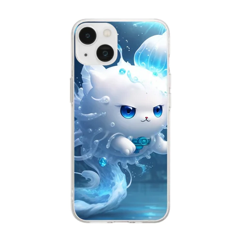 Jerryfishcat　ブルー Soft Clear Smartphone Case