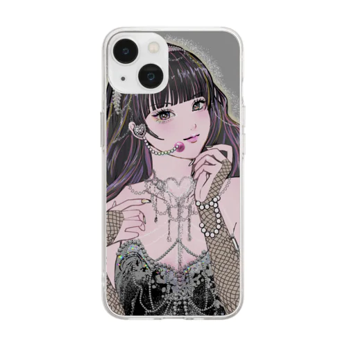 アイドルちゃん(黒) Soft Clear Smartphone Case