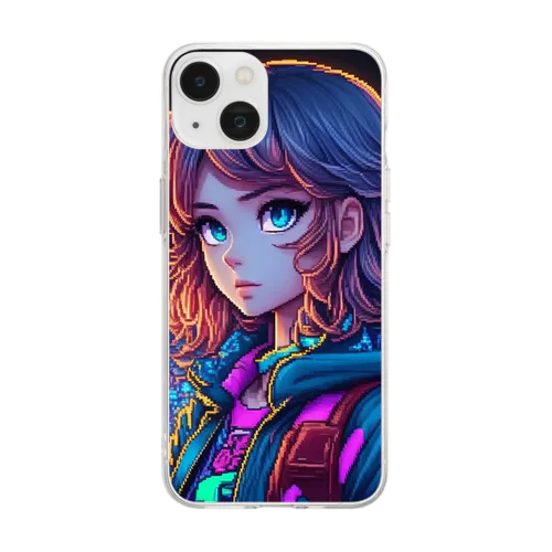 AI art girl -pixel art- Soft Clear Smartphone Case