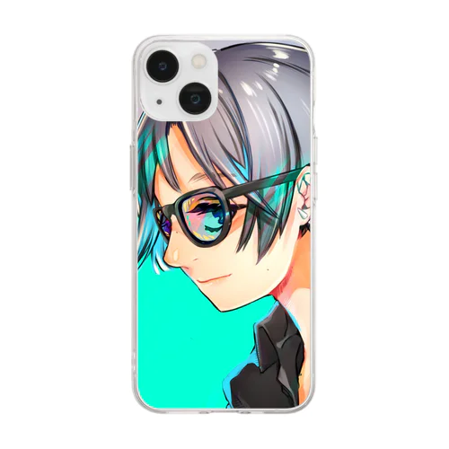 メガネでアゲ Soft Clear Smartphone Case