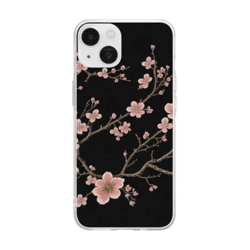 Sakura　×　黒 Soft Clear Smartphone Case